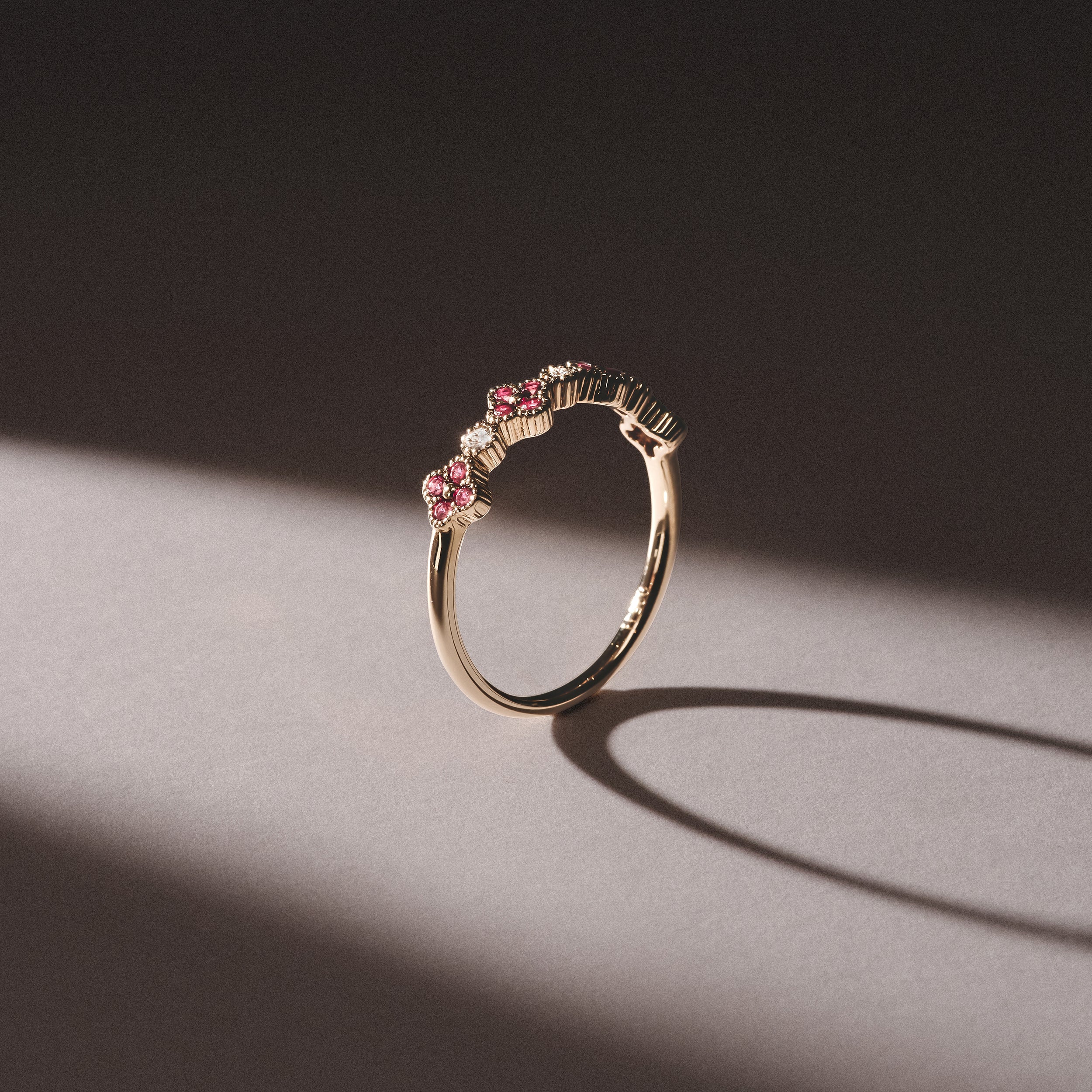 Alegria 4 Clover Lab Ruby Ring 0.18ct in 18k Gold Vermeil